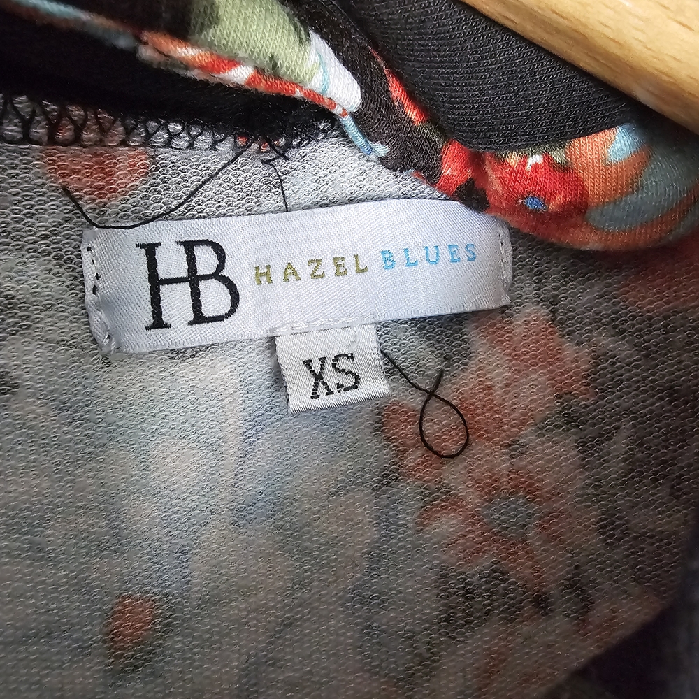 Hazel Blues Kids 4T Cowlneck Hoodie Black Floral, Thumb Holes & Pockets - Picture 2 of 5